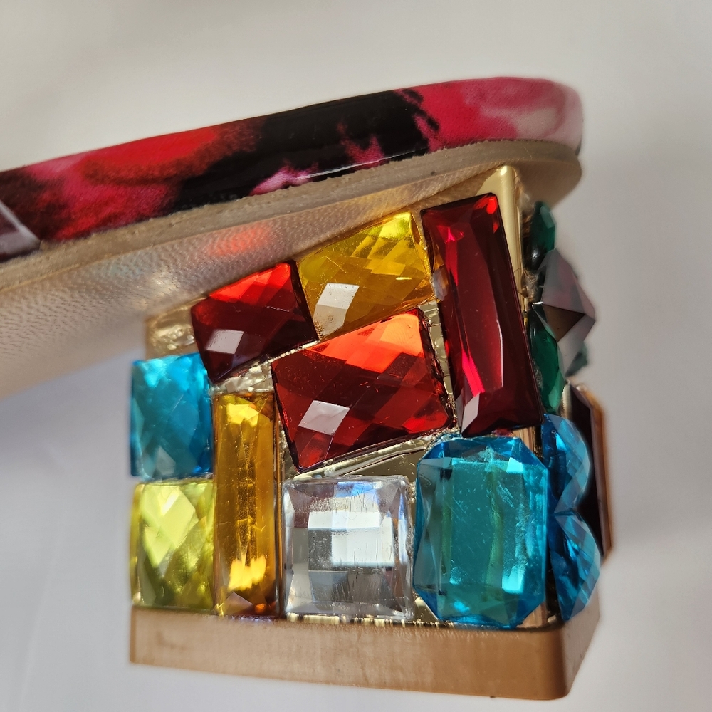 Fashion Colorful Jeweled Block Heel Sandal Size 37 / US 6 - Picture 6 of 15